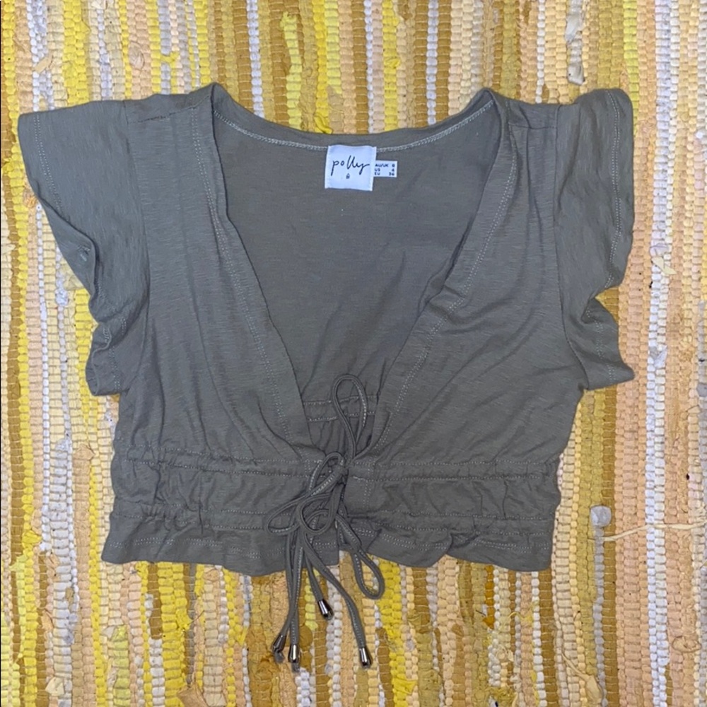 Princess Polly Green Cropped Top with Ties